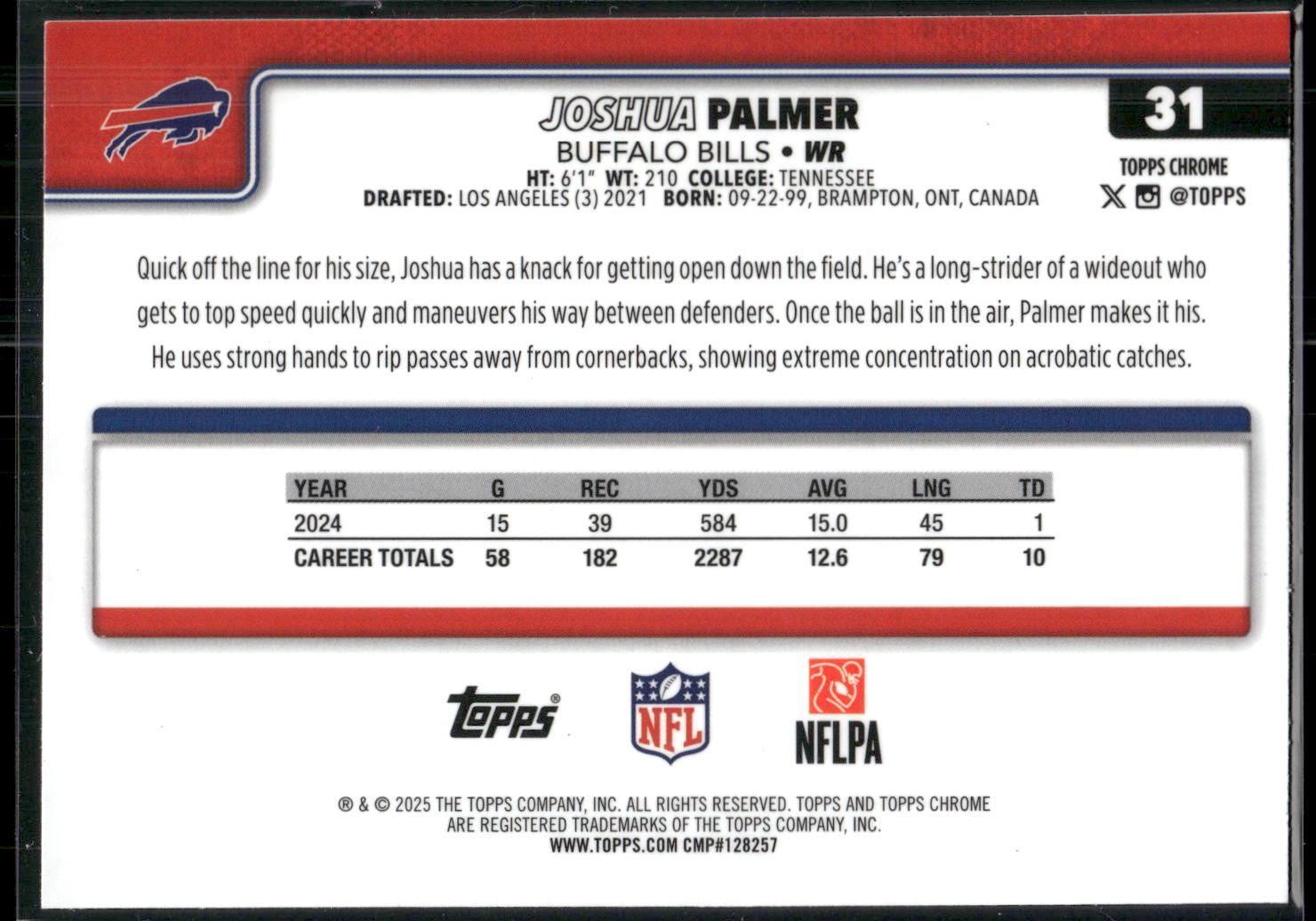 2025 Topps Chrome #31 Joshua Palmer