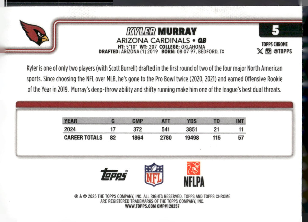 2025 Topps Chrome #5 Kyler Murray