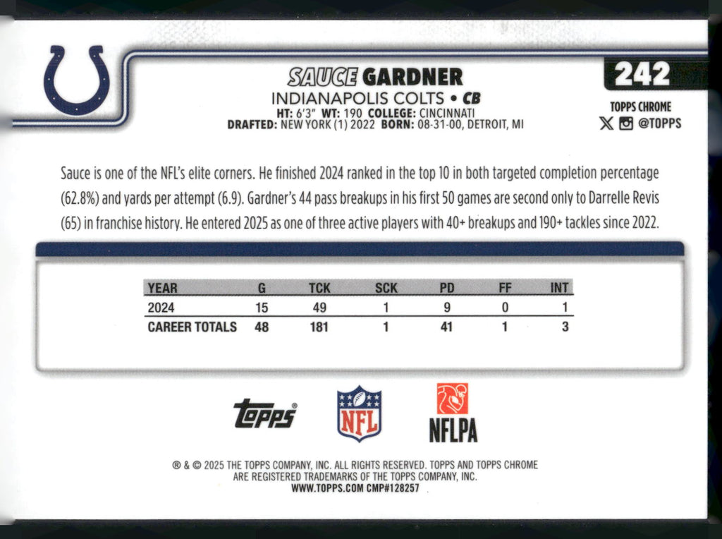 2025 Topps Chrome #242 Sauce Gardner