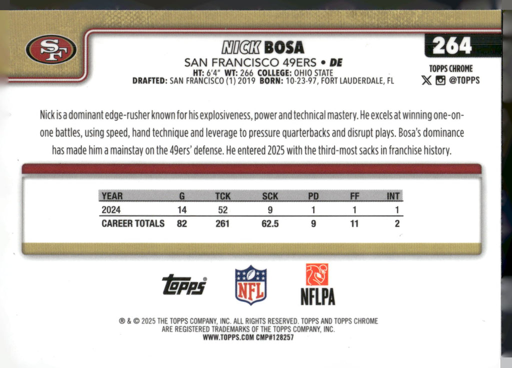 2025 Topps Chrome #264 Nick Bosa