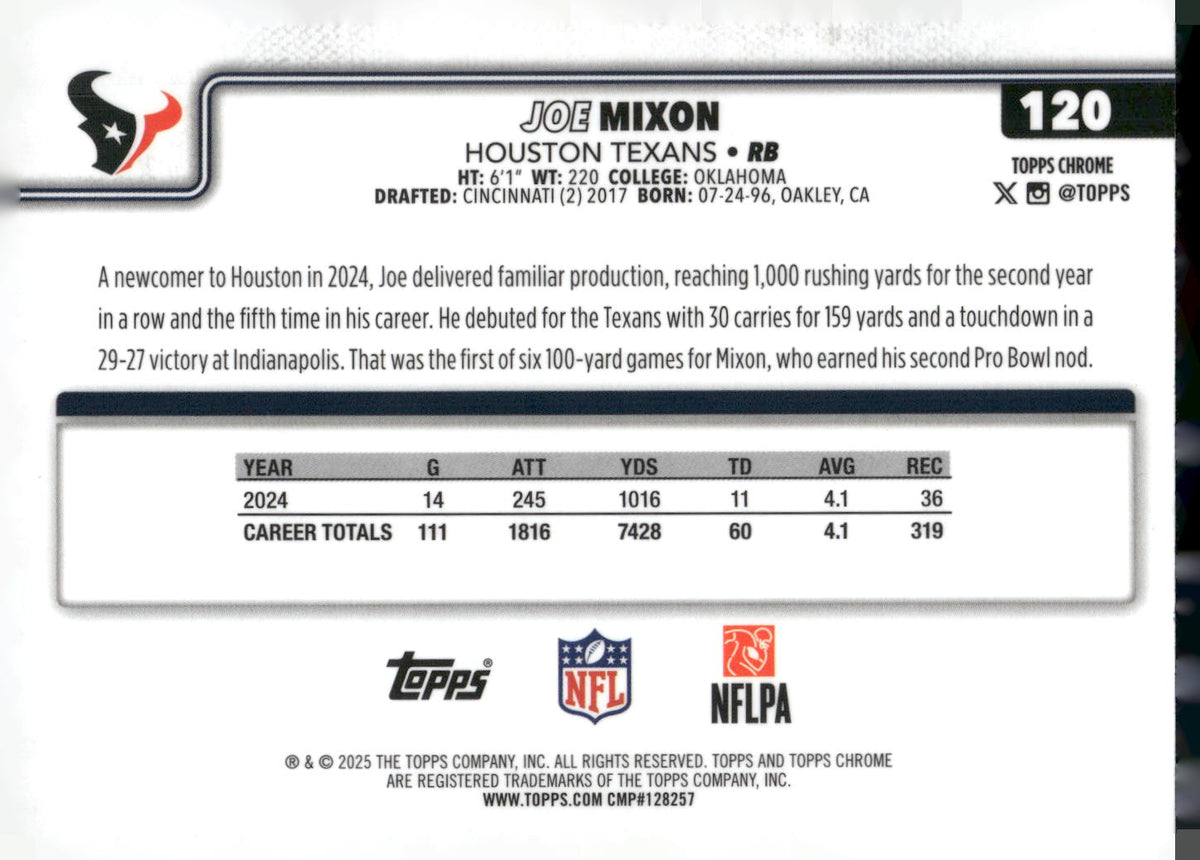 2025 Topps Chrome #120 Joe Mixon
