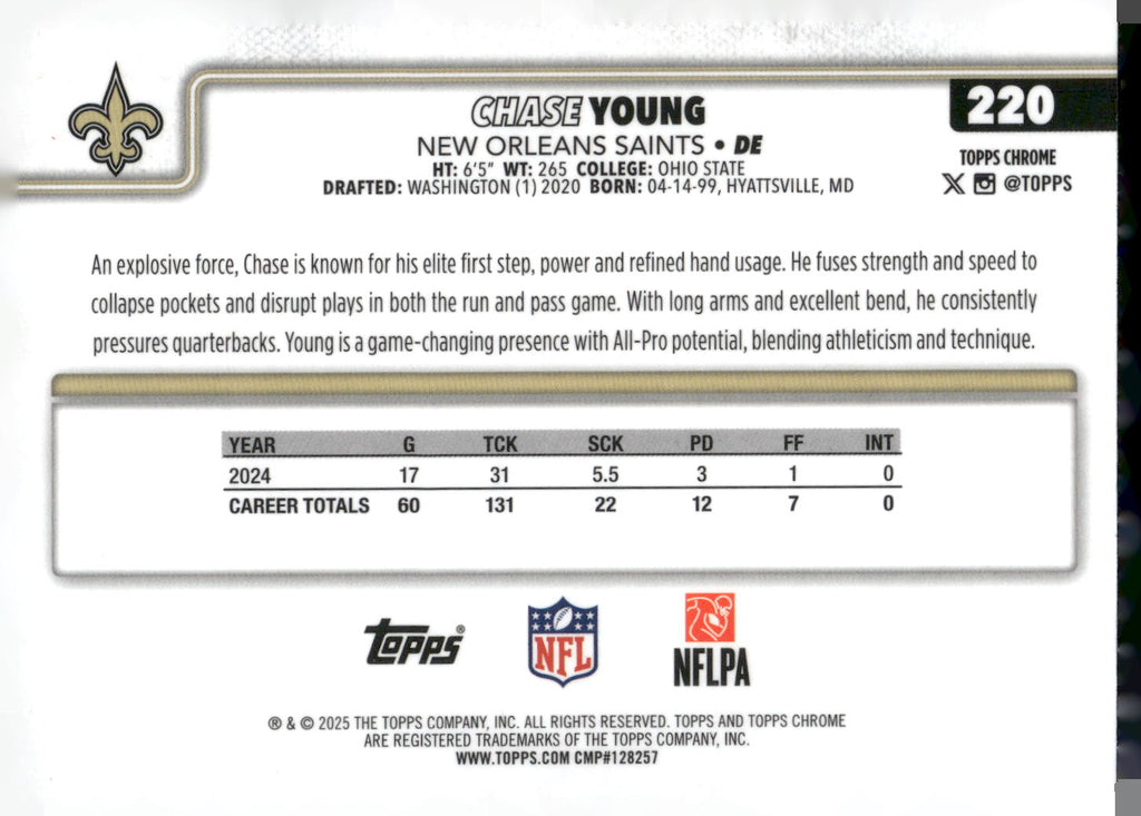 2025 Topps Chrome #220 Chase Young