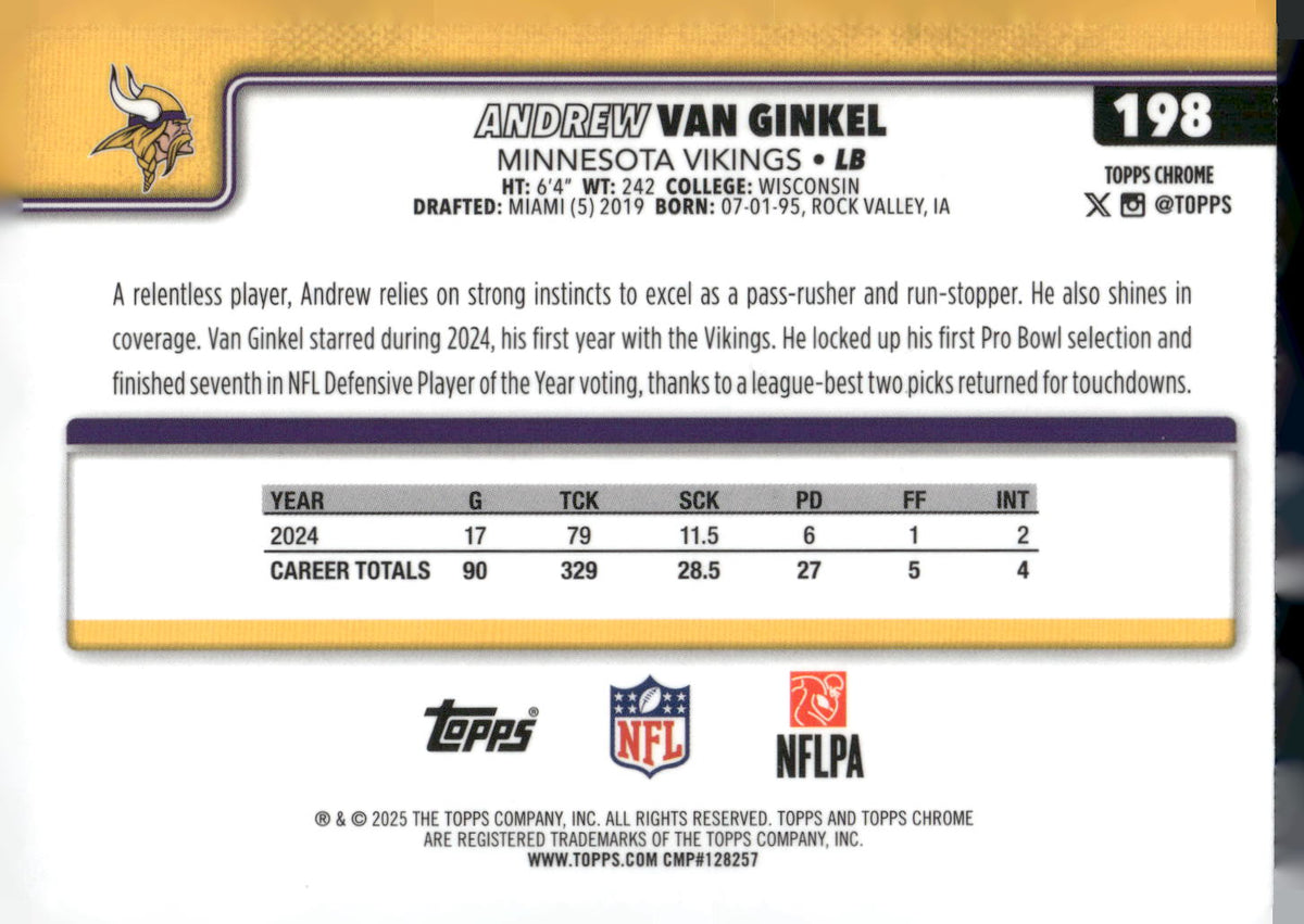 2025 Topps Chrome #198 Andrew Van Ginkel
