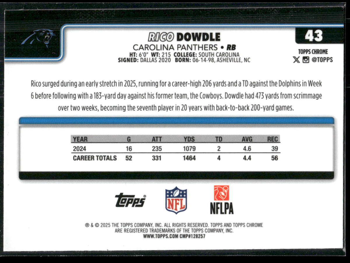2025 Topps Chrome #43 Rico Dowdle