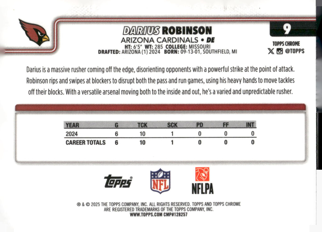 2025 Topps Chrome #9 Darius Robinson