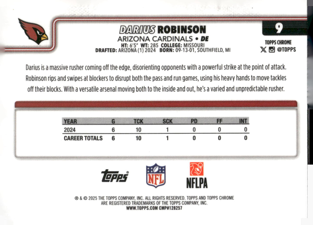 2025 Topps Chrome #9 Darius Robinson