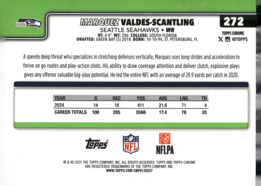 2025 Topps Chrome #272 Marquez Valdes-Scantling