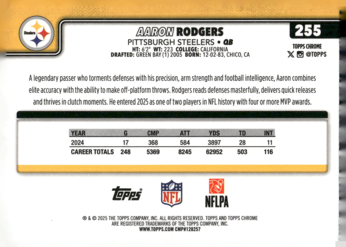 2025 Topps Chrome #255 Aaron Rodgers