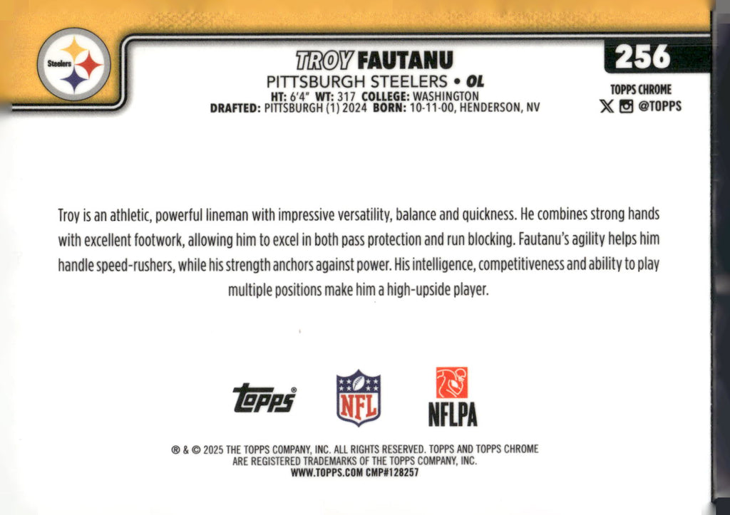 2025 Topps Chrome #256 Troy Fautanu