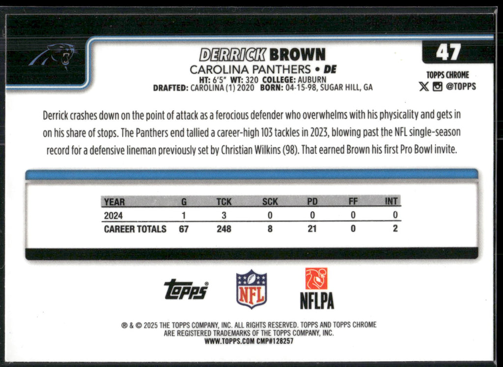 2025 Topps Chrome #47 Derrick Brown