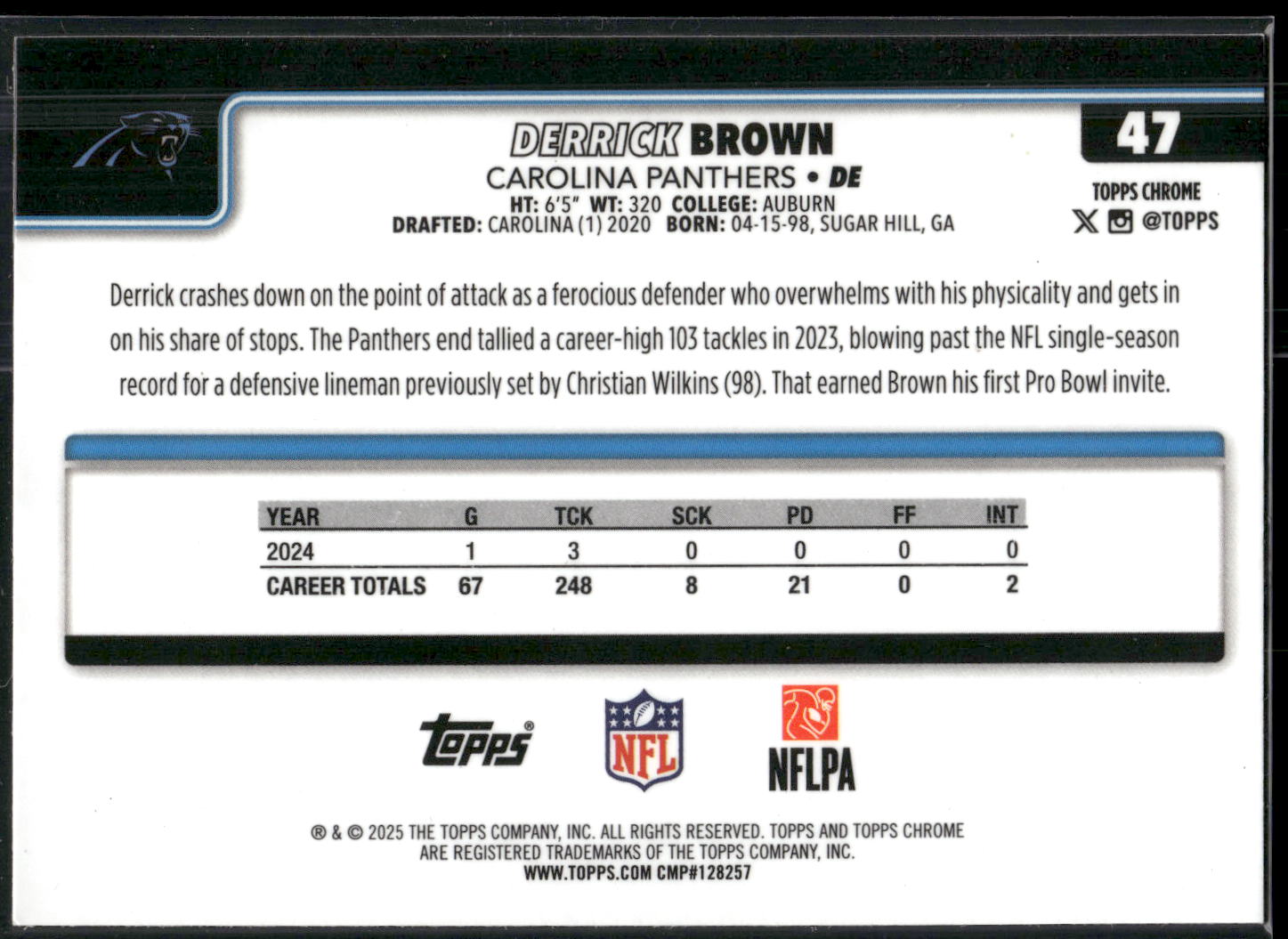 2025 Topps Chrome #47 Derrick Brown
