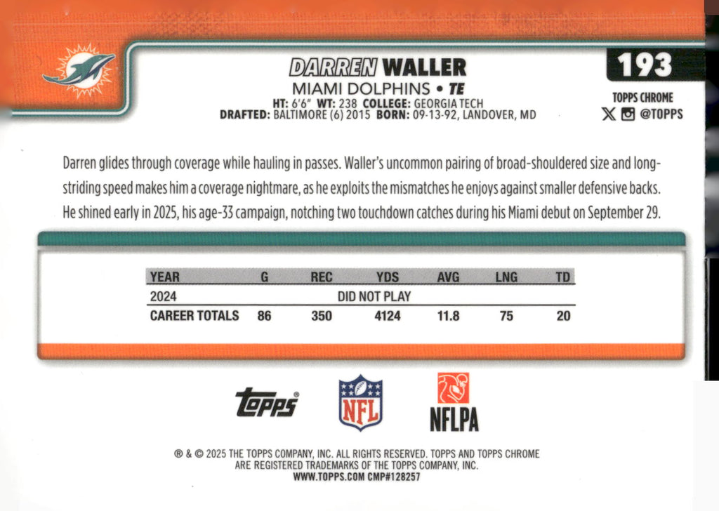 2025 Topps Chrome #193 Darren Waller
