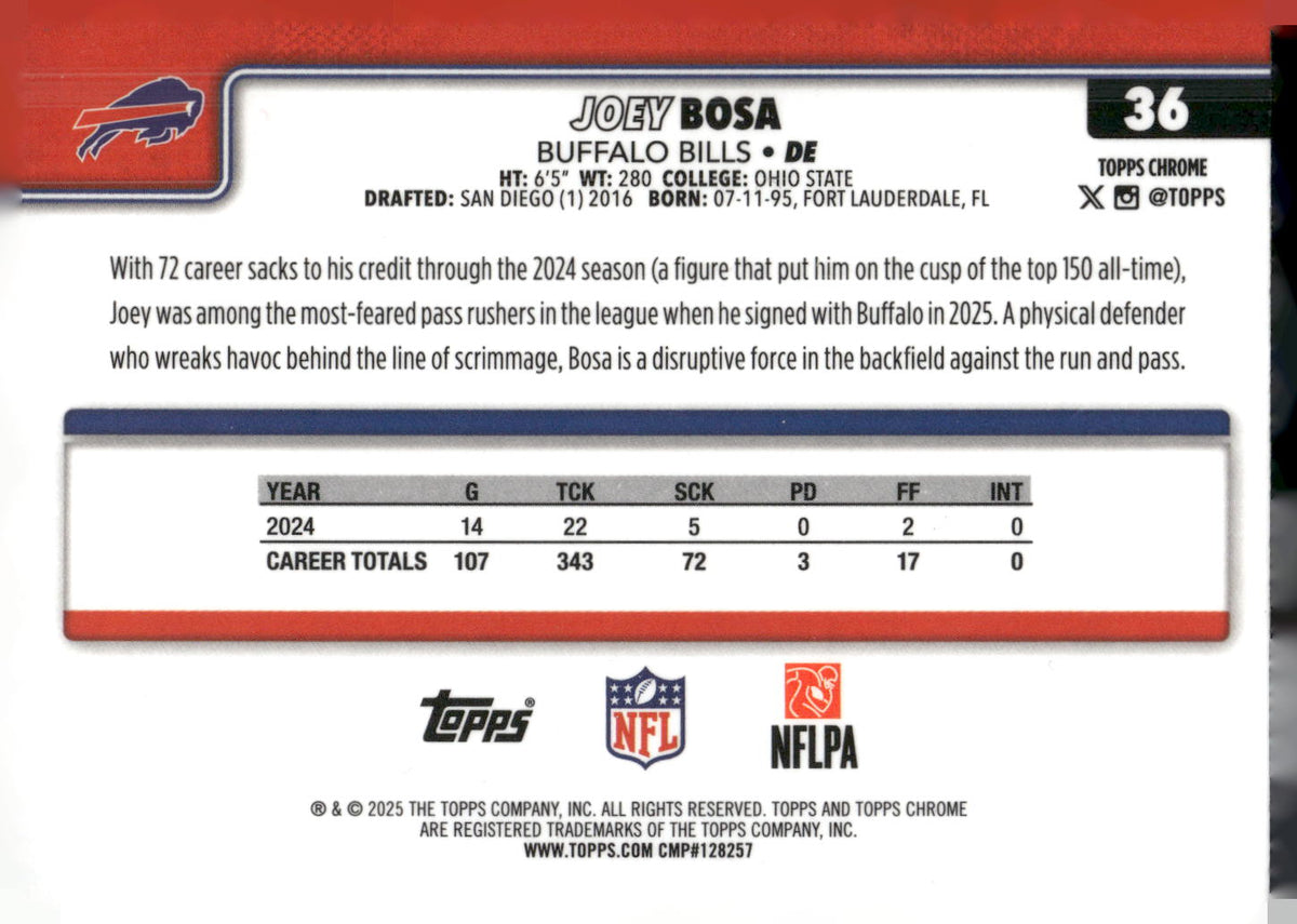 2025 Topps Chrome #36 Joey Bosa