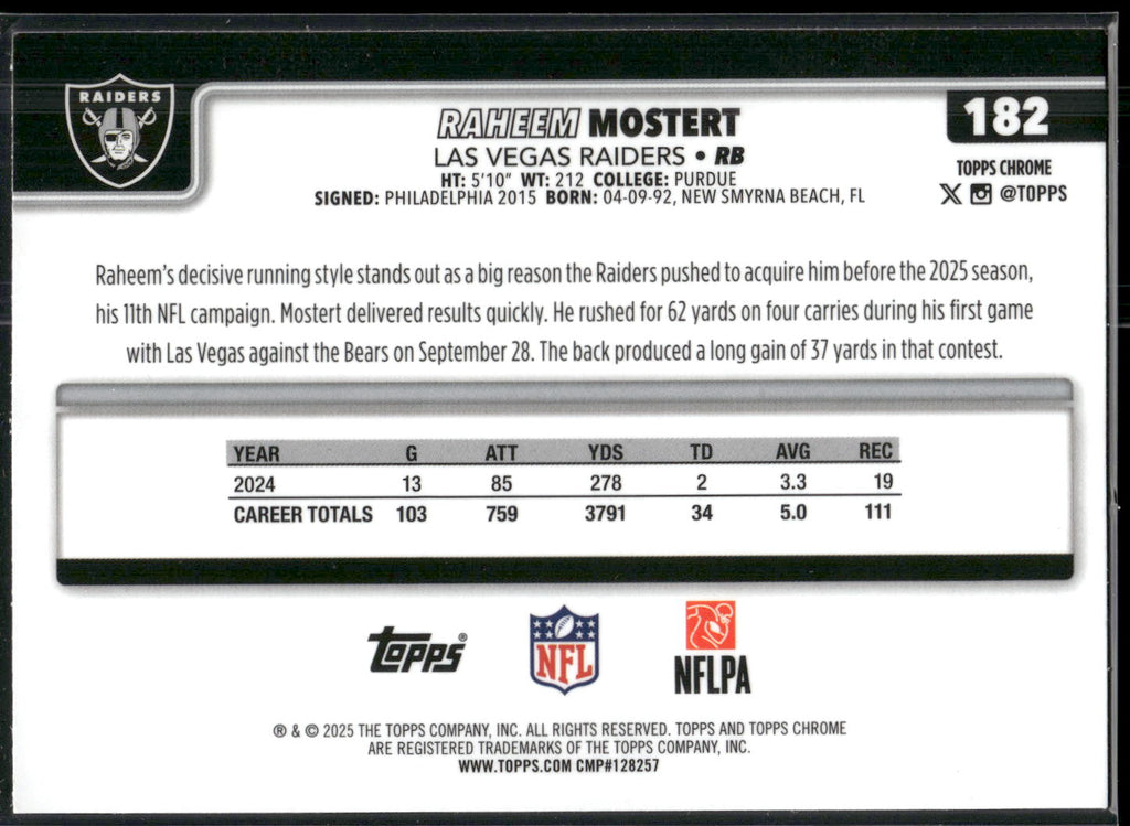 2025 Topps Chrome #182 Raheem Mostert