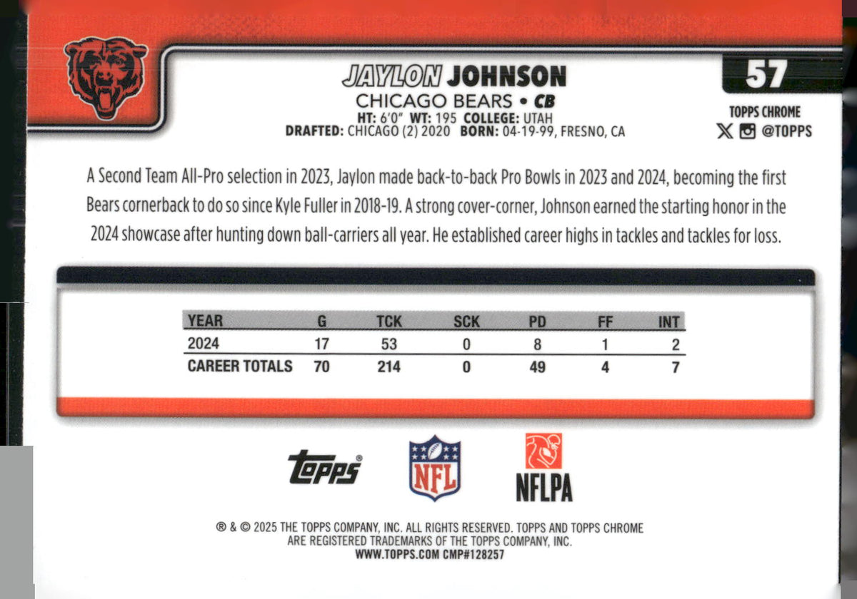 2025 Topps Chrome #57 Jaylon Johnson