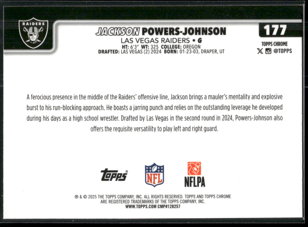 2025 Topps Chrome #177 Jackson Powers-Johnson