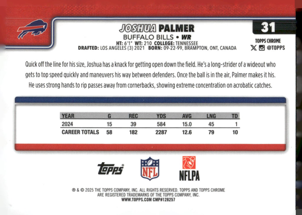 2025 Topps Chrome #31 Joshua Palmer
