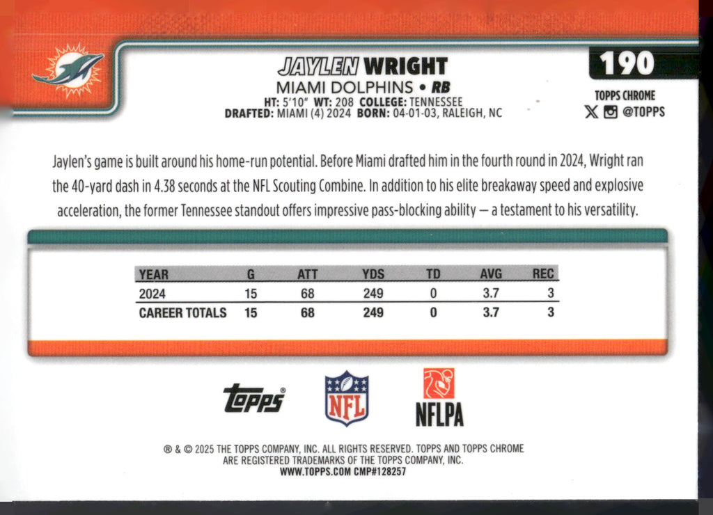 2025 Topps Chrome #190 Jaylen Wright