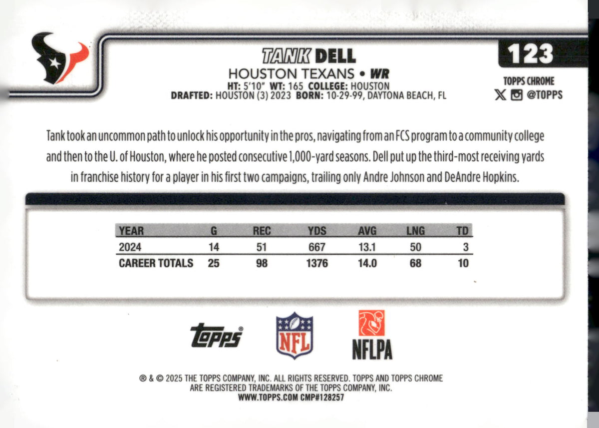 2025 Topps Chrome #123 Tank Dell