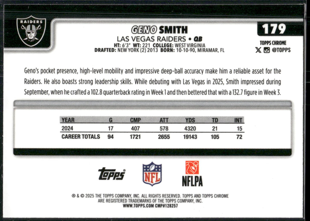 2025 Topps Chrome #179 Geno Smith