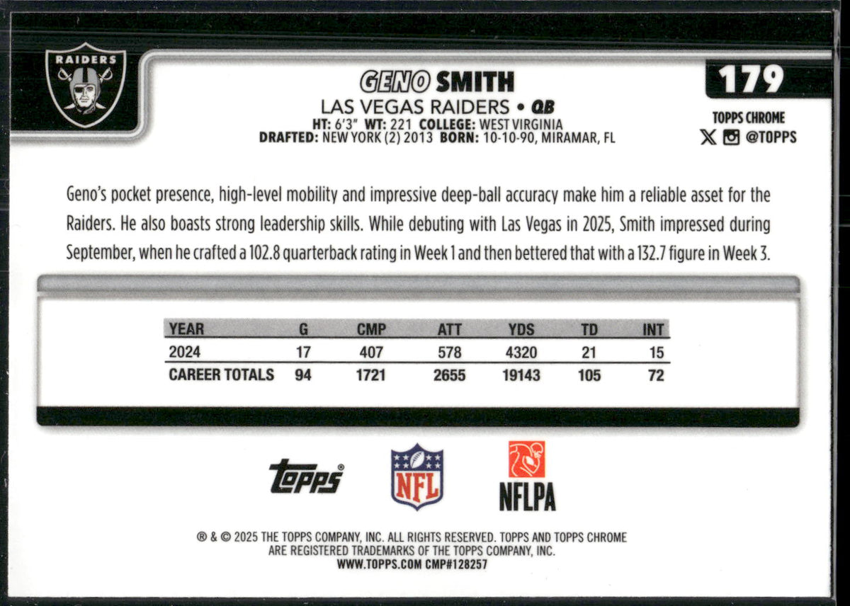 2025 Topps Chrome #179 Geno Smith