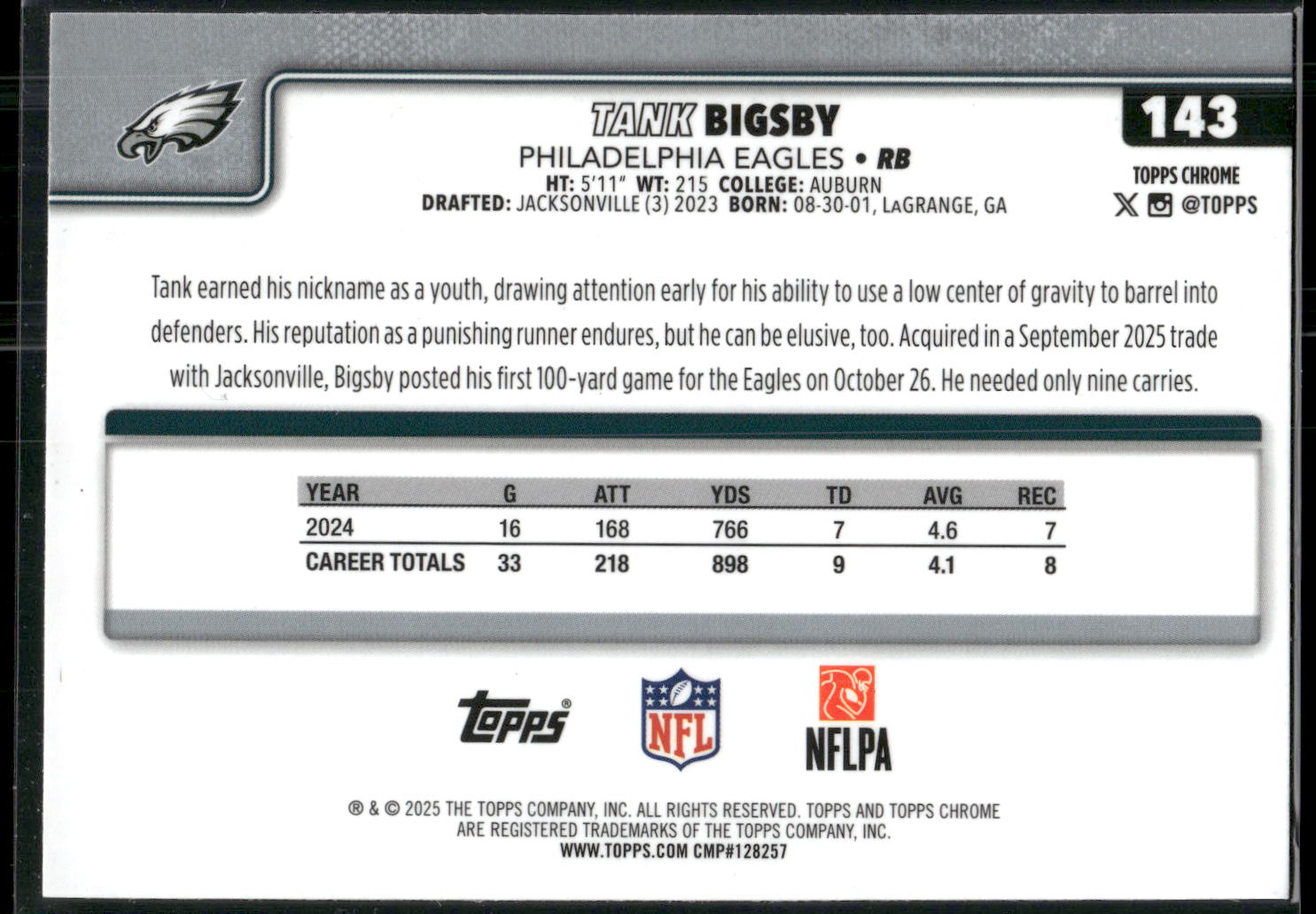 2025 Topps Chrome #143 Tank Bigsby