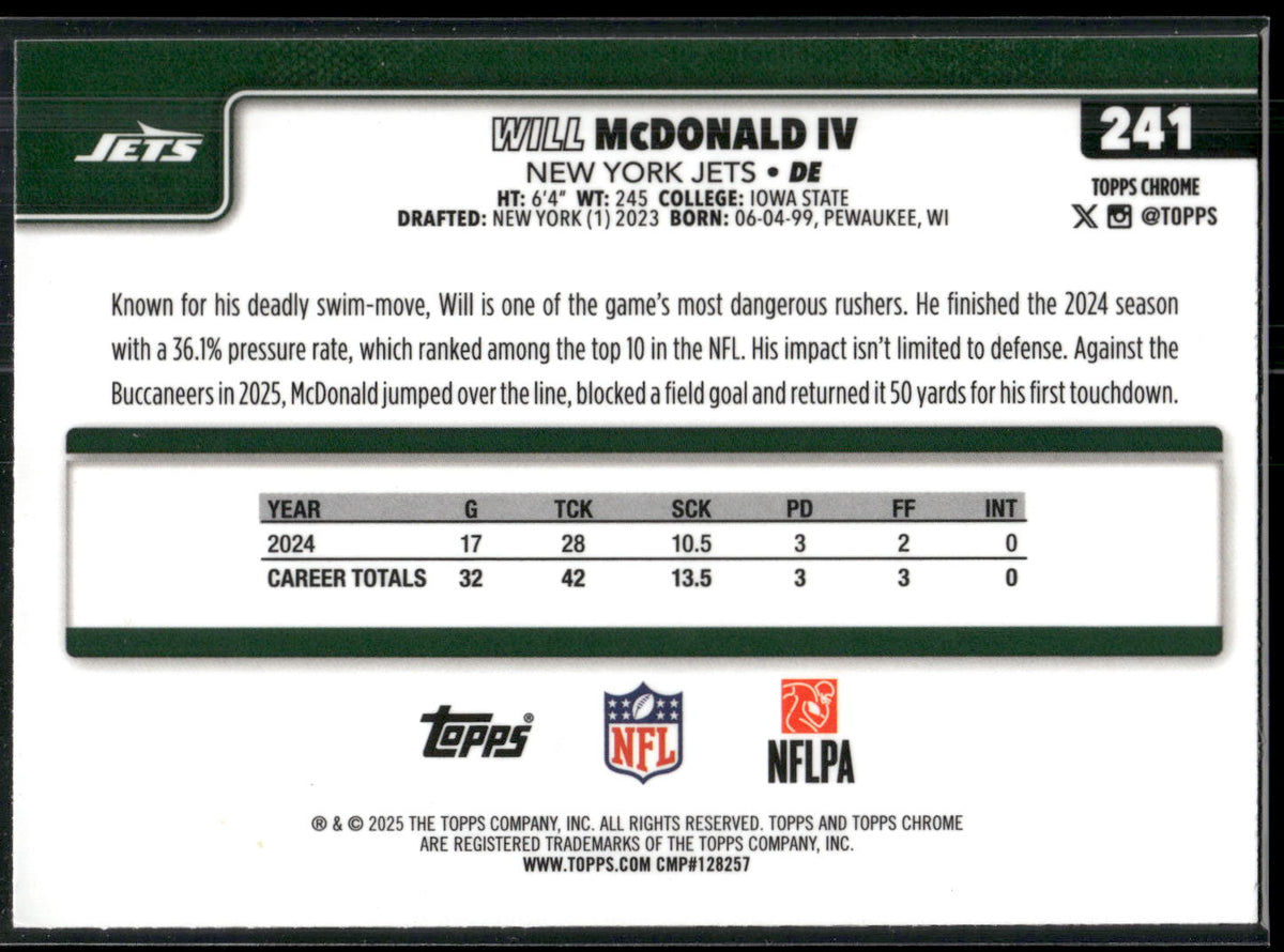 2025 Topps Chrome #241 Will McDonald IV