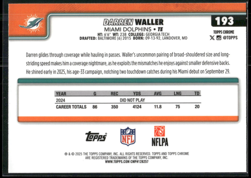 2025 Topps Chrome #193 Darren Waller