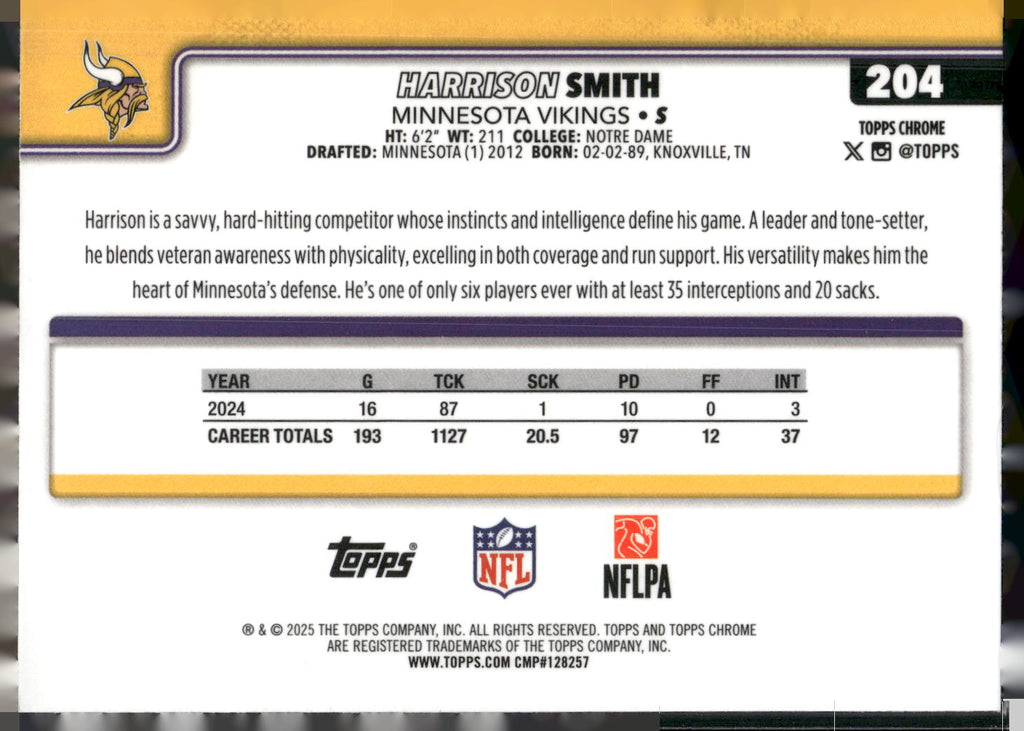 2025 Topps Chrome #204 Harrison Smith