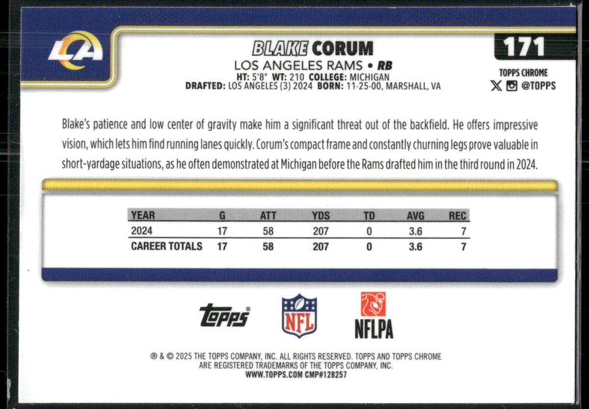 2025 Topps Chrome #171 Blake Corum