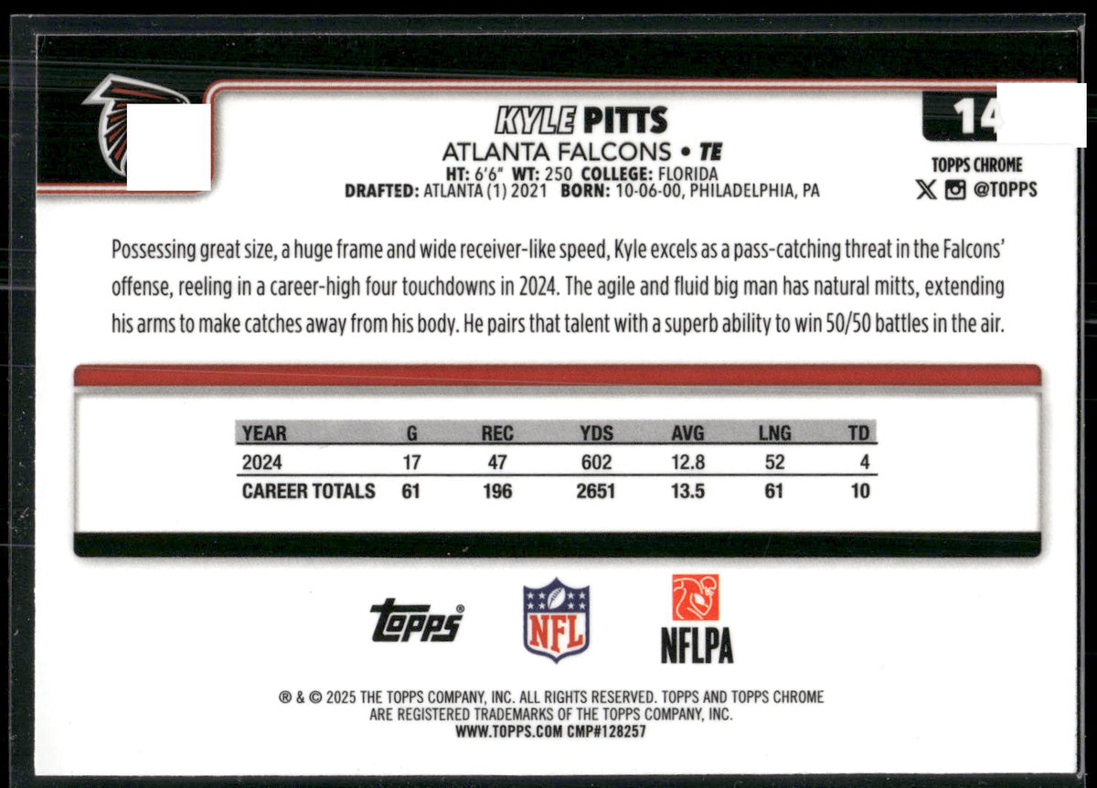2025 Topps Chrome #14 Kyle Pitts