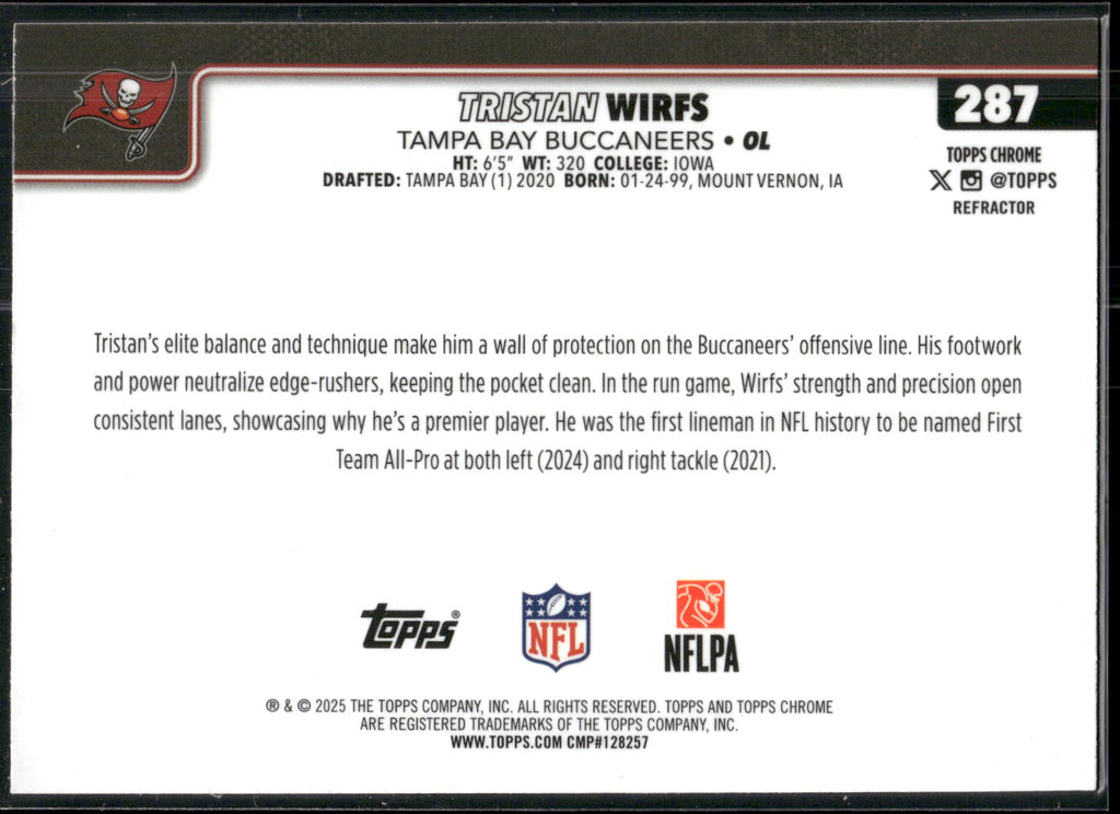 2025 Topps Chrome #287 Tristan Wirfs Refractor