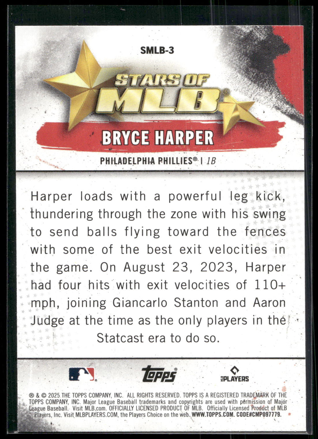 2025 Topps #SMLB-3 Bryce Harper Stars of MLB