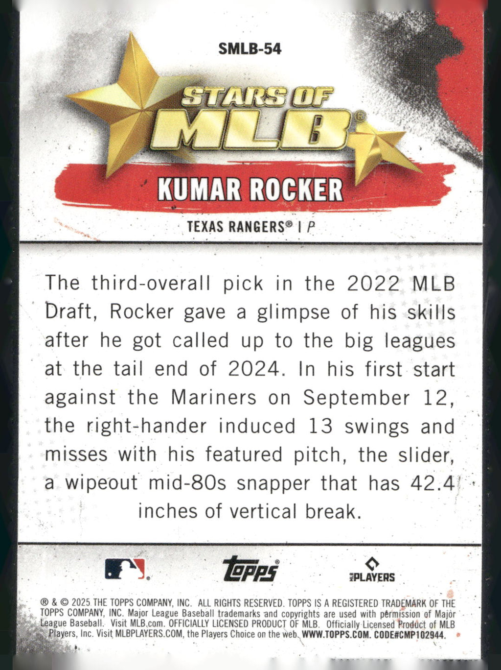2025 Topps #SMLB-54 Kumar Rocker Stars of MLB