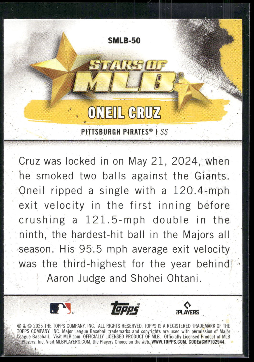 2025 Topps #SMLB-50 Oneil Cruz Stars of MLB