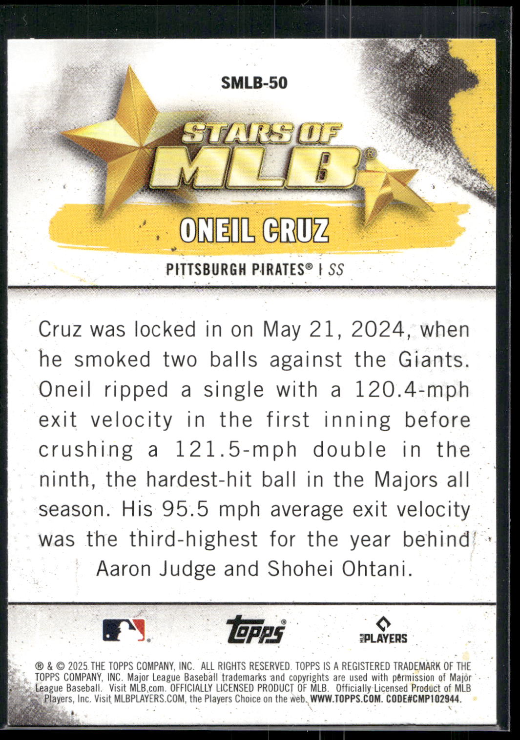 2025 Topps #SMLB-50 Oneil Cruz Stars of MLB