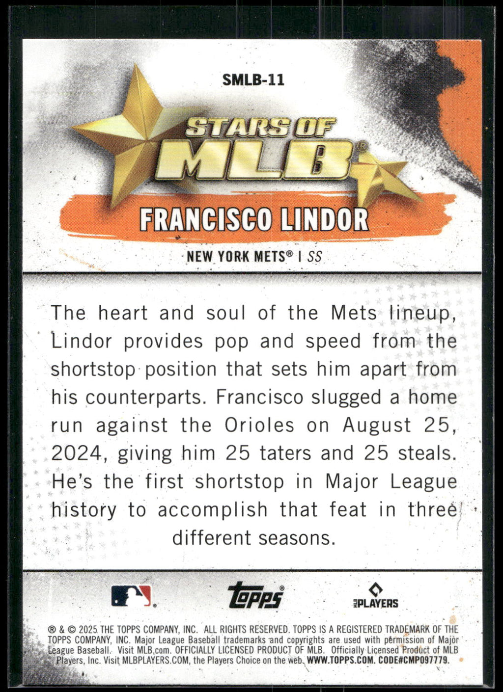 2025 Topps #SMLB-11 Francisco Lindor Stars of MLB