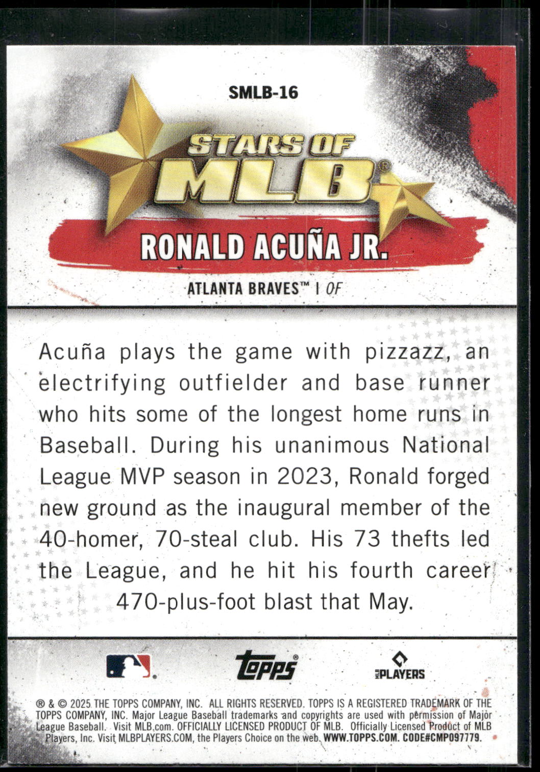 2025 Topps #SMLB-16 Ronald Acuna Jr. Stars of MLB