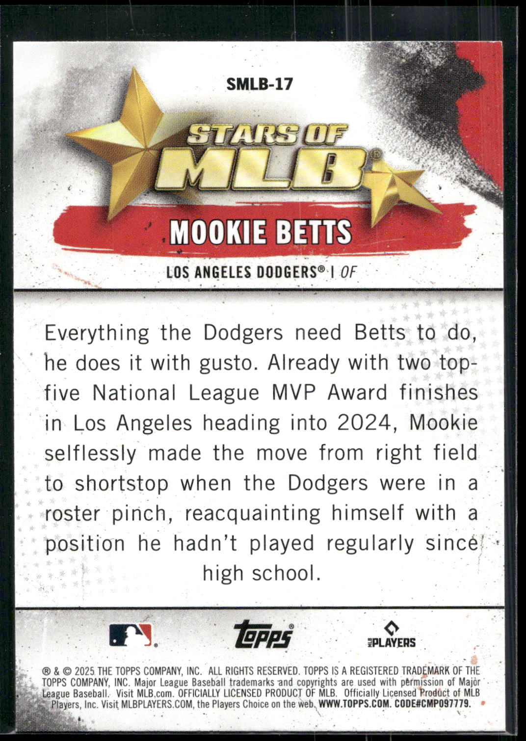 2025 Topps #SMLB-17 Mookie Betts Stars of MLB