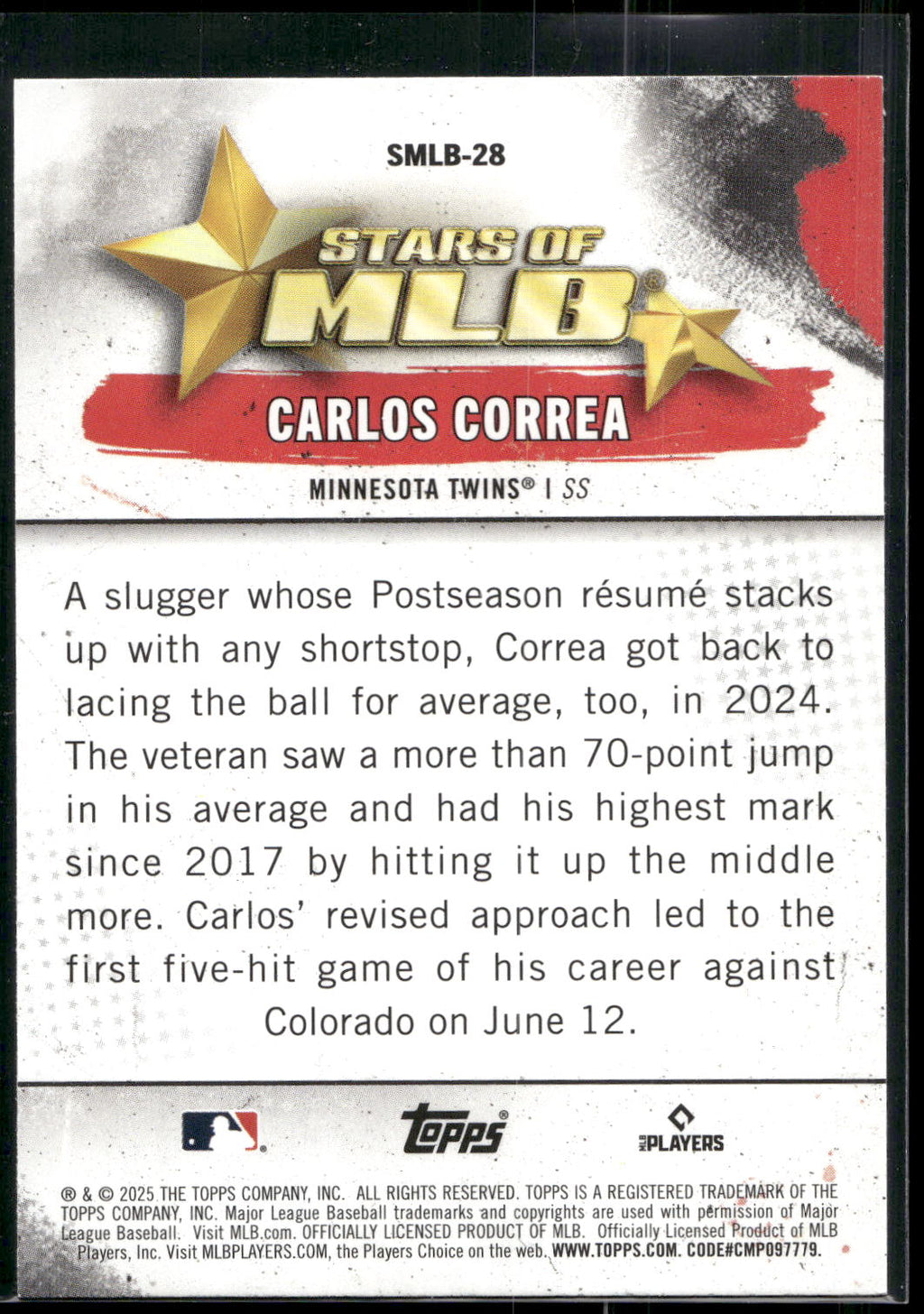 2025 Topps #SMLB-28 Carlos Correa Stars of MLB