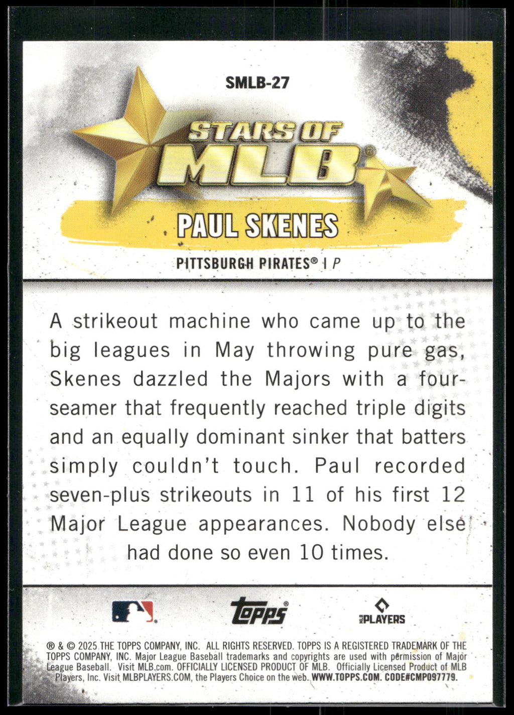 2025 Topps #SMLB-27 Paul Skenes Stars of MLB