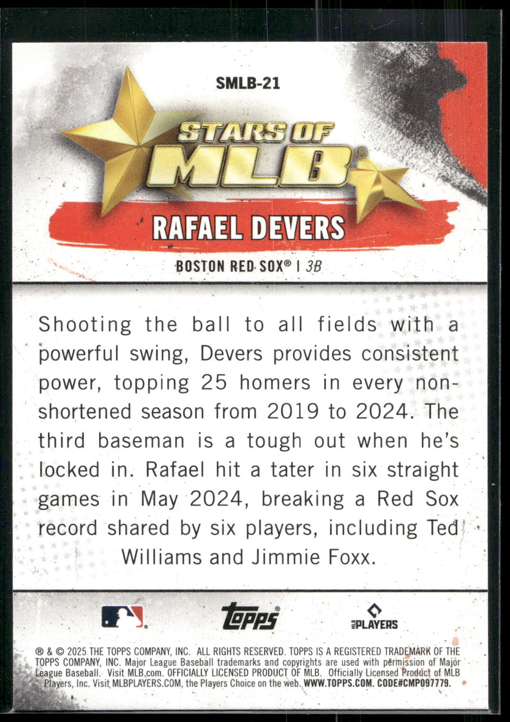 2025 Topps #SMLB-21 Rafael Devers Stars of MLB