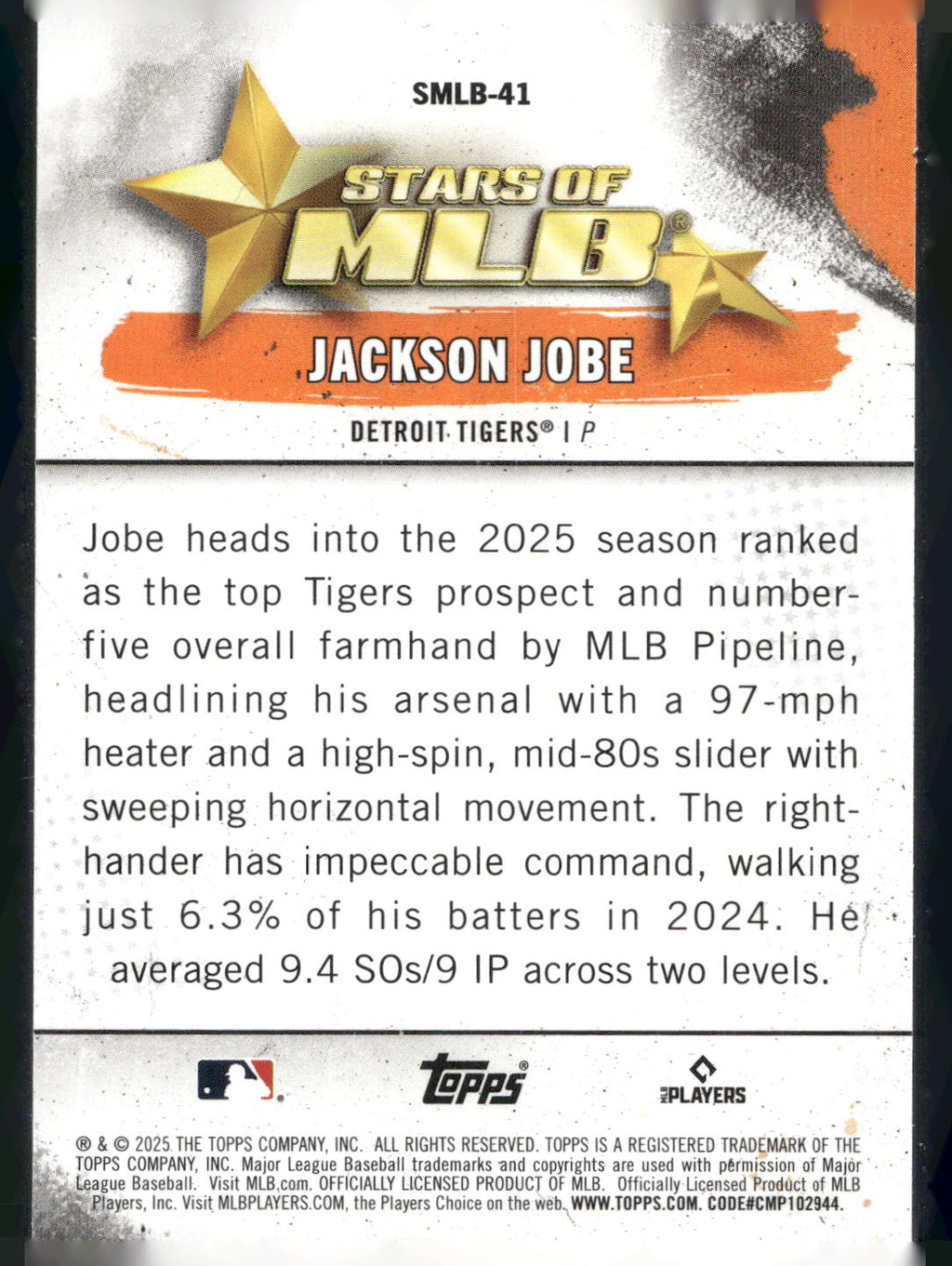 2025 Topps #SMLB-41 Jackson Jobe Stars of MLB