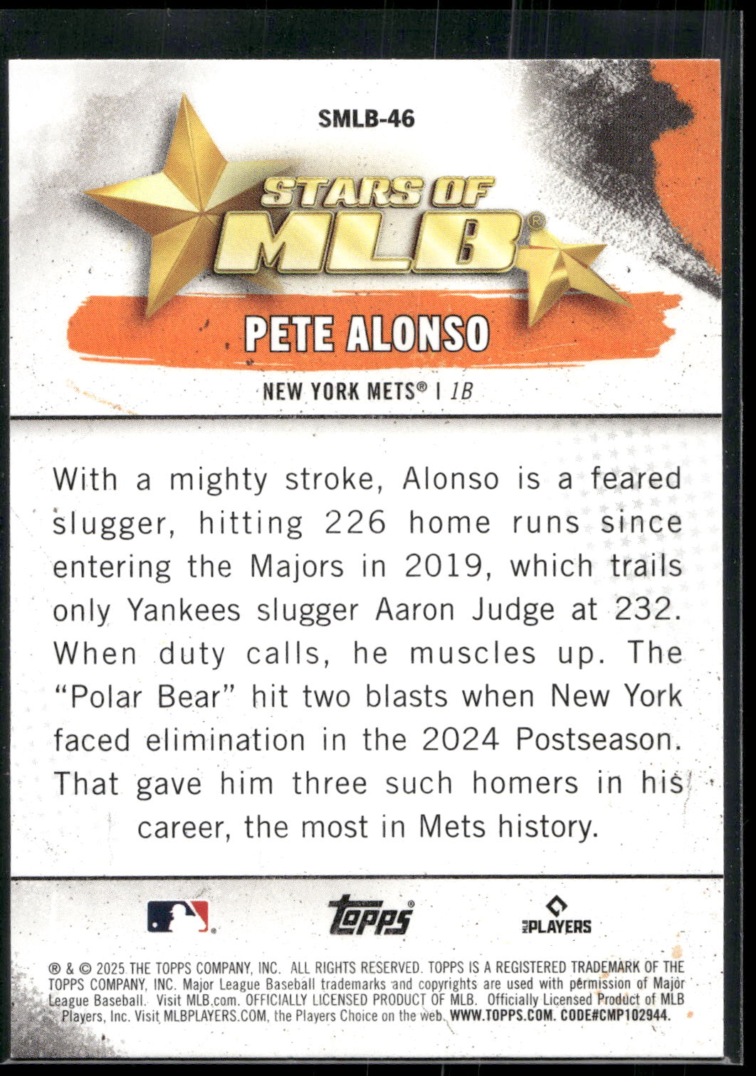 2025 Topps #SMLB-46 Pete Alonso Stars of MLB