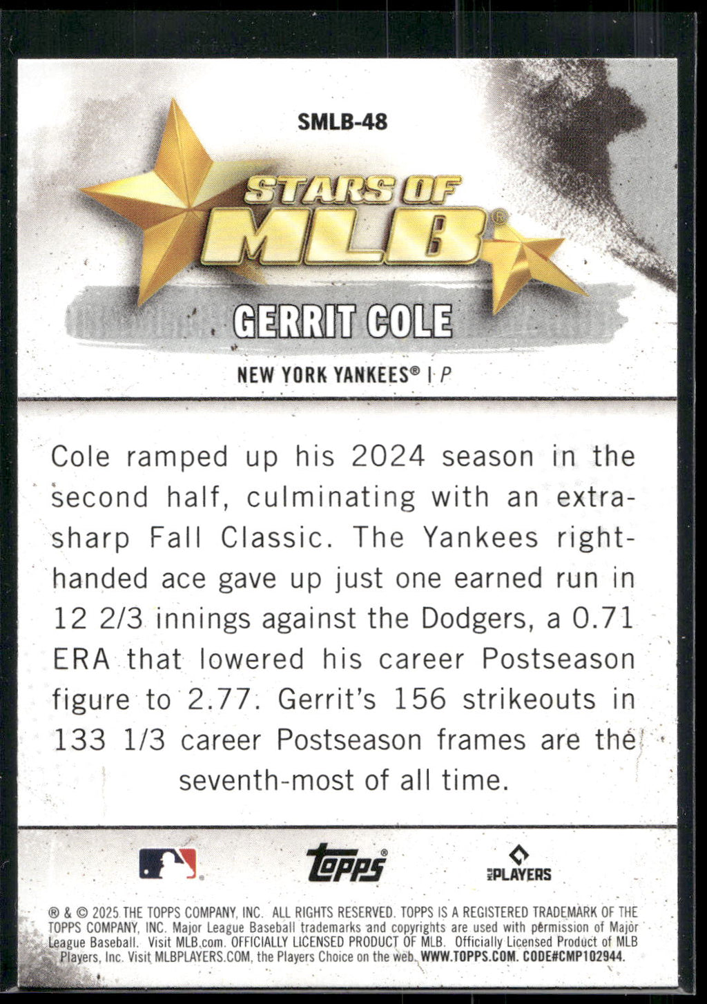 2025 Topps #SMLB-48 Gerrit Cole Stars of MLB