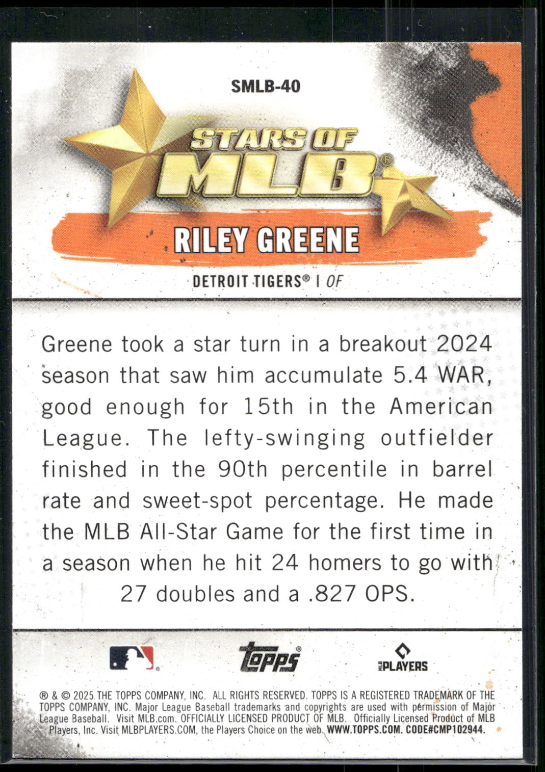 2025 Topps #SMLB-40 Riley Greene Stars of MLB