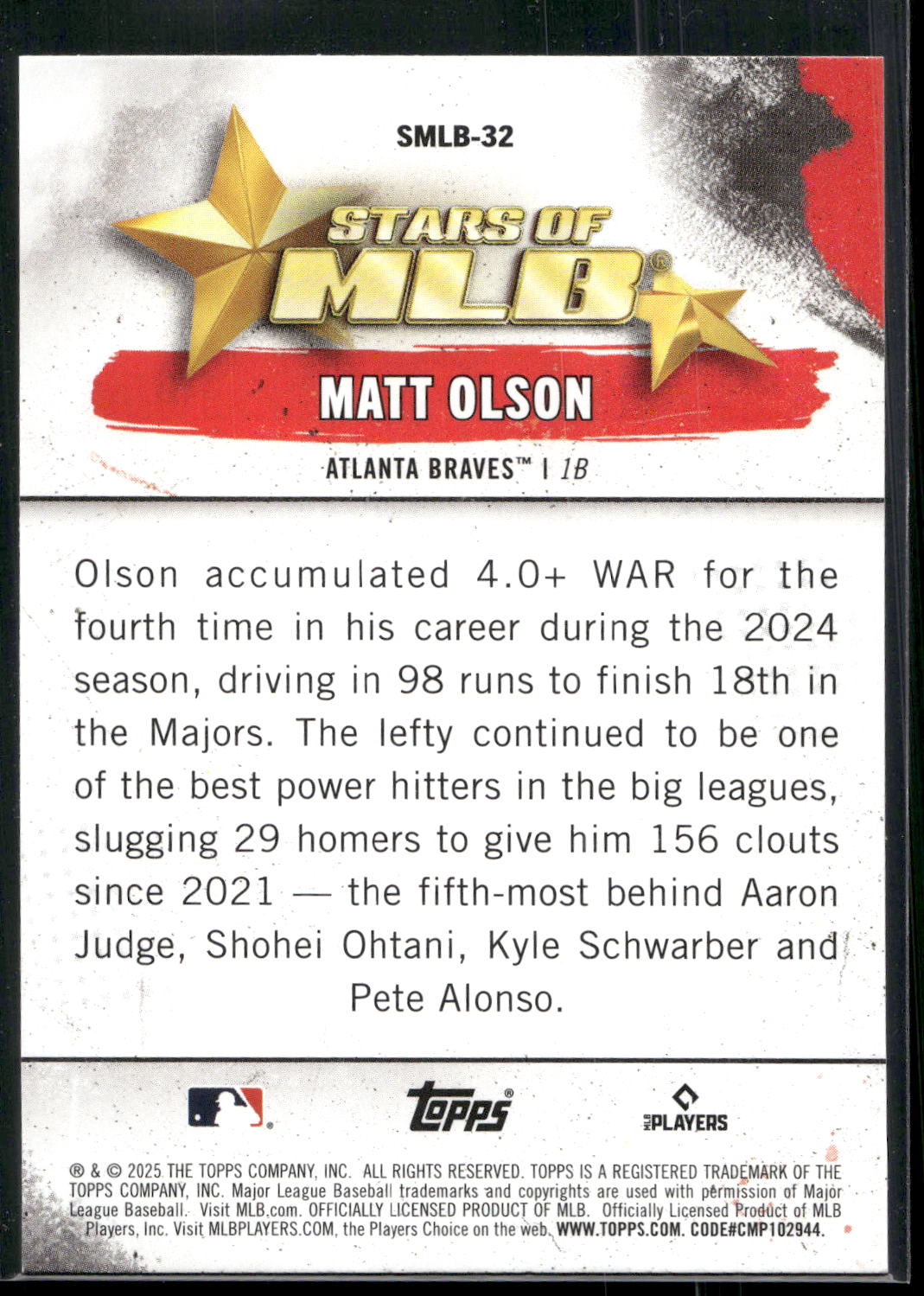 2025 Topps #SMLB-32 Matt Olson Stars of MLB