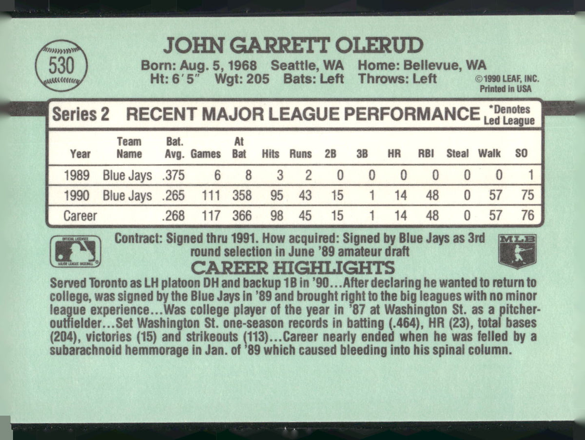 1991 Donruss #530 John Olerud