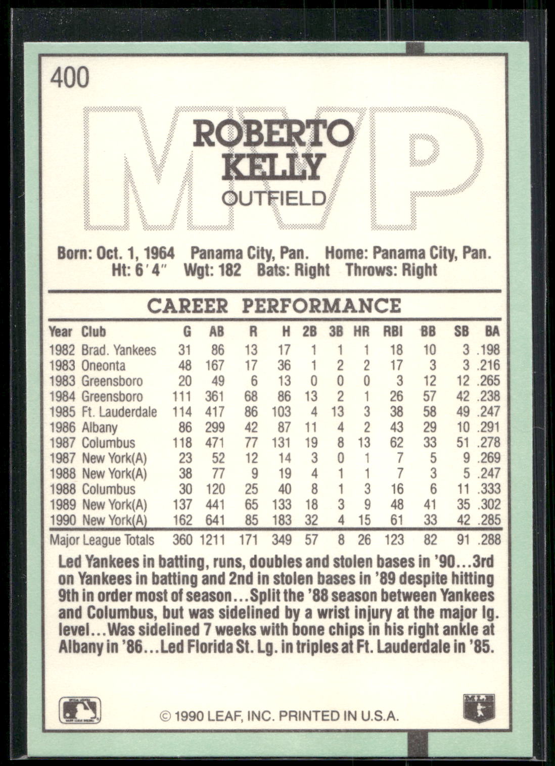 1991 Donruss #400 Roberto Kelly
