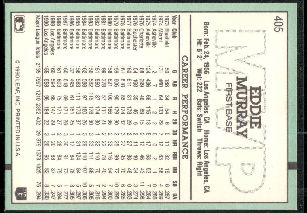 1991 Donruss #405 Eddie Murray